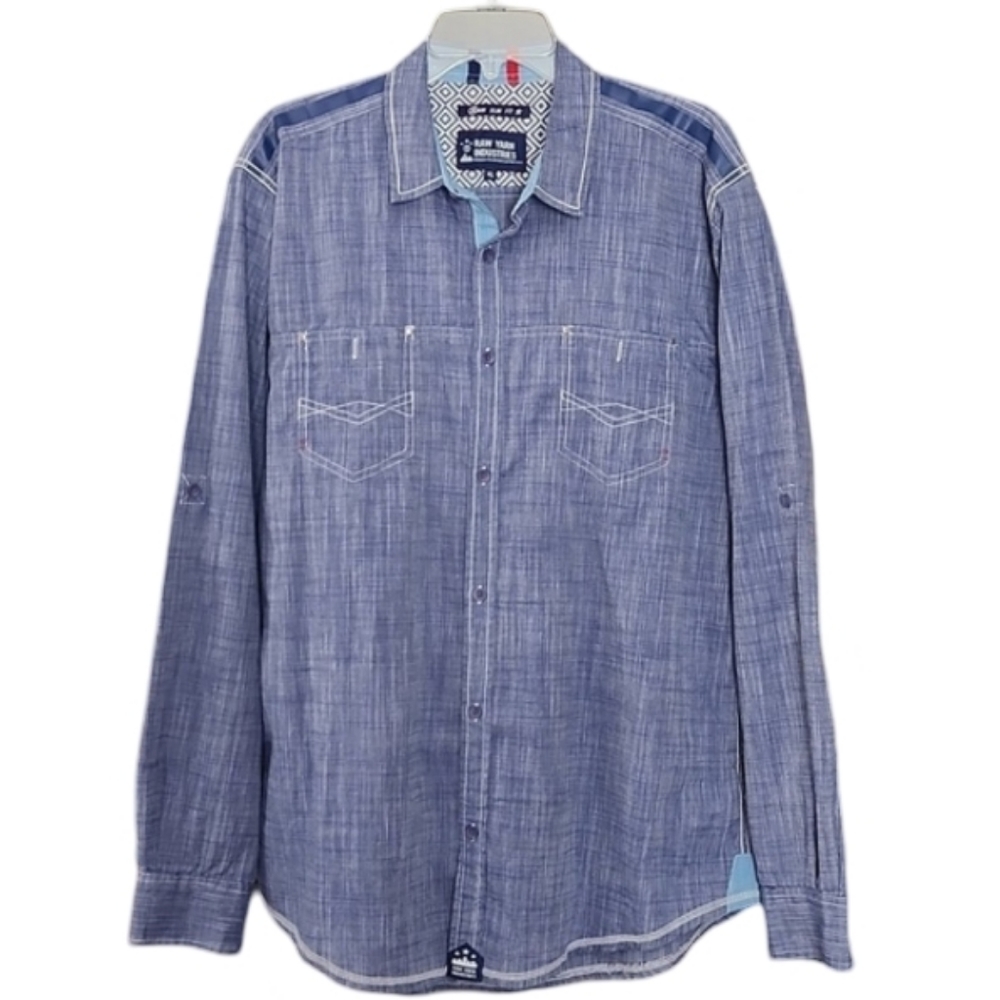 Raw Yarn Industries Slim Fit Blue Chambray Shirt Men's XL